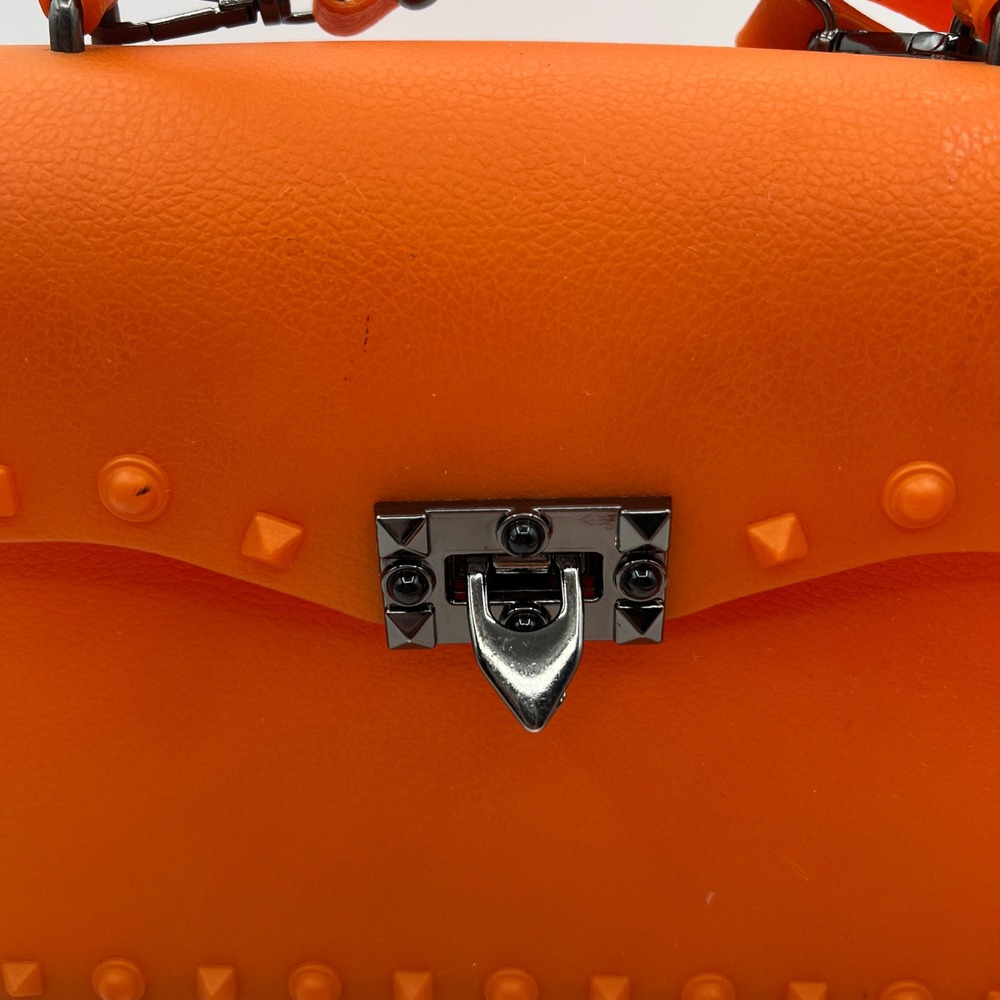 Akira Orange Studded Jelly Handbag Crossbody Satchel Matte Finish - Picture 3 of 9